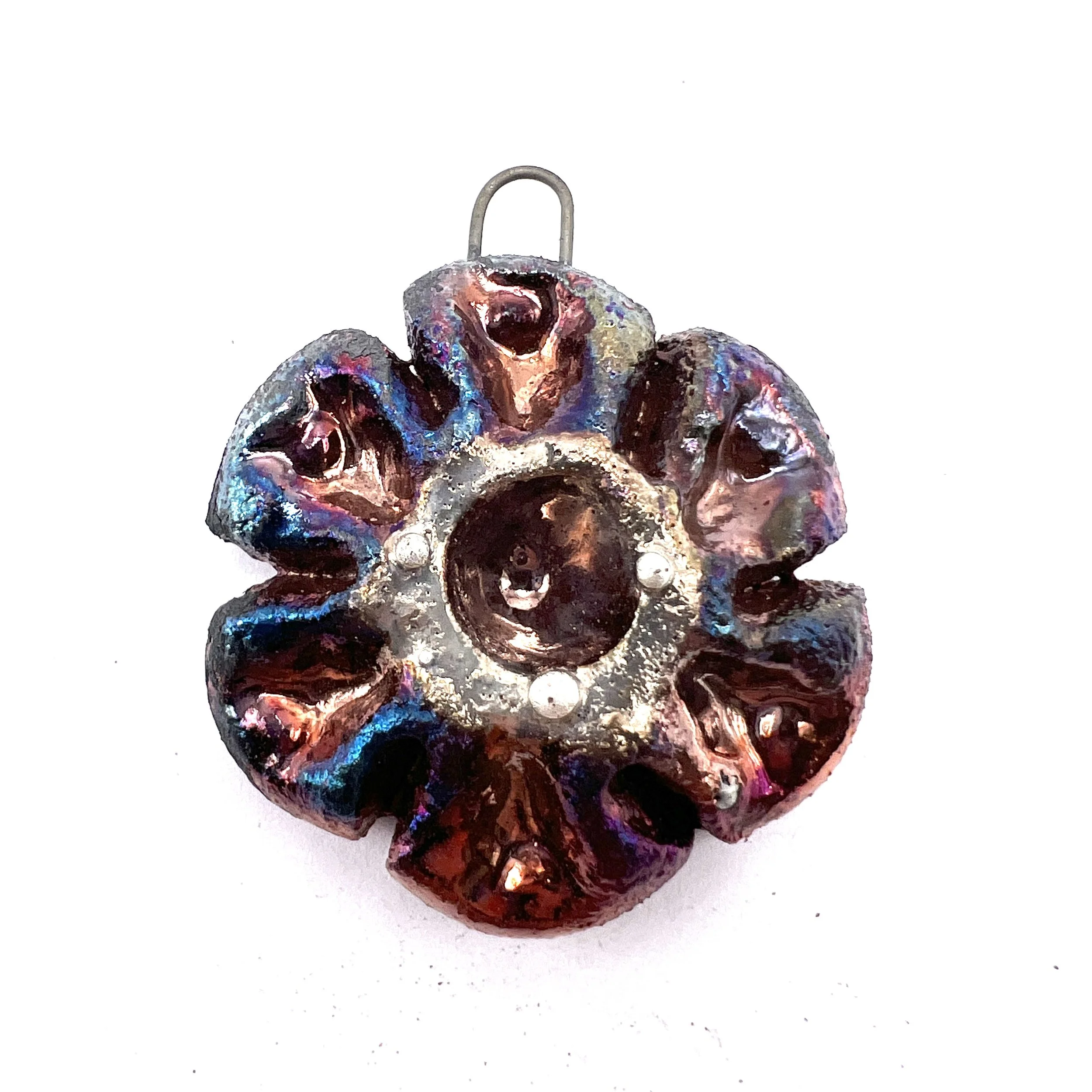 Flower Raku Ceramic Pendant Raku Jewelry Supply Handmade by